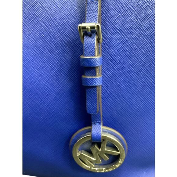 Michael Kors Tote Women’s 1Size Saffiano Leather Large MK Bag Charm Cobalt Blue - Picture 10 of 11